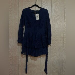 New Fashion Women’s Large Chic Navy Lace Romper